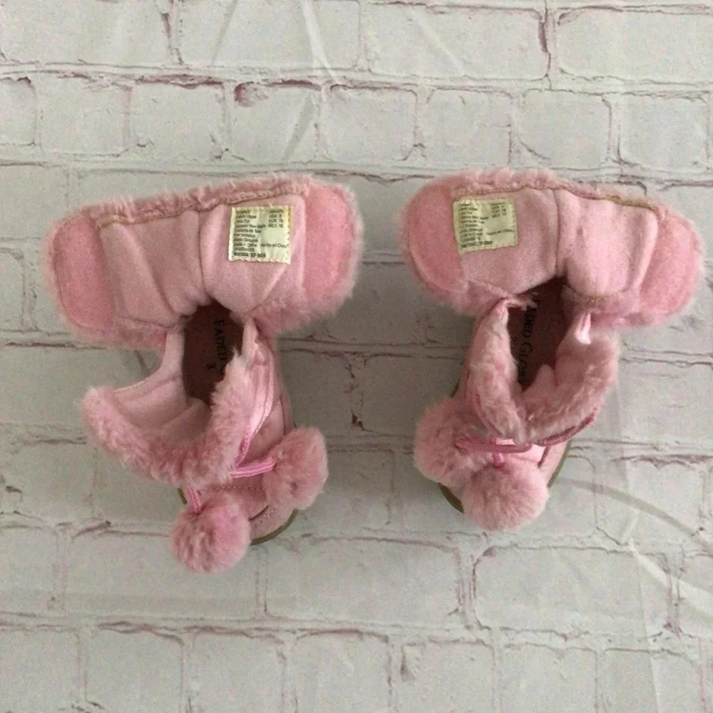 Faded Glory Pink Pommy Faux Fur Winter Boots - Size 3